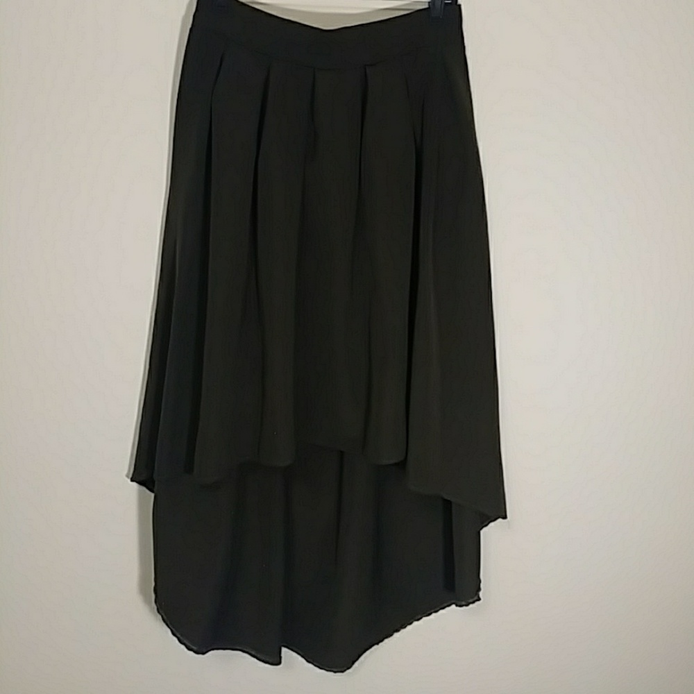 olive green high low skirt